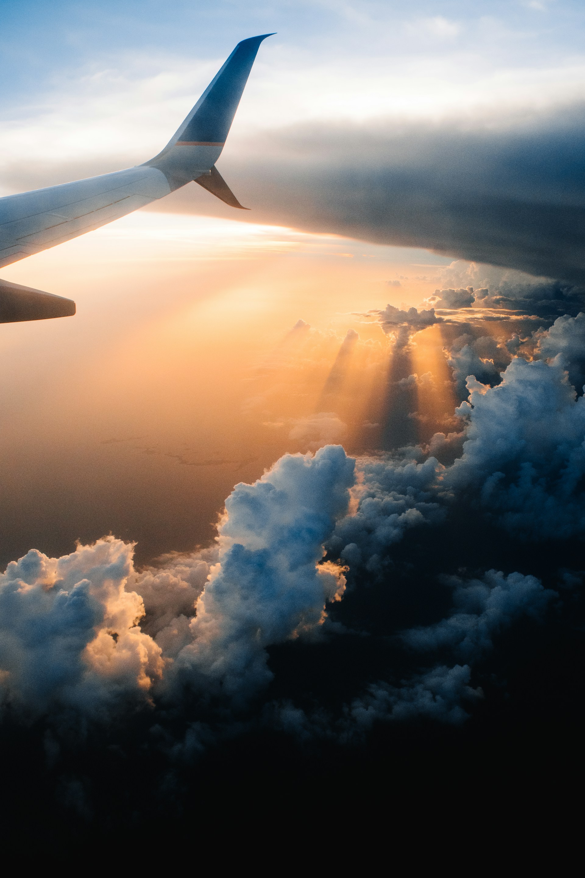 A beautiful sky and atmosphere scenery with an airplane flying overhead